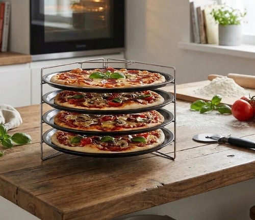 4er set pizzableche mit - pizzableche,